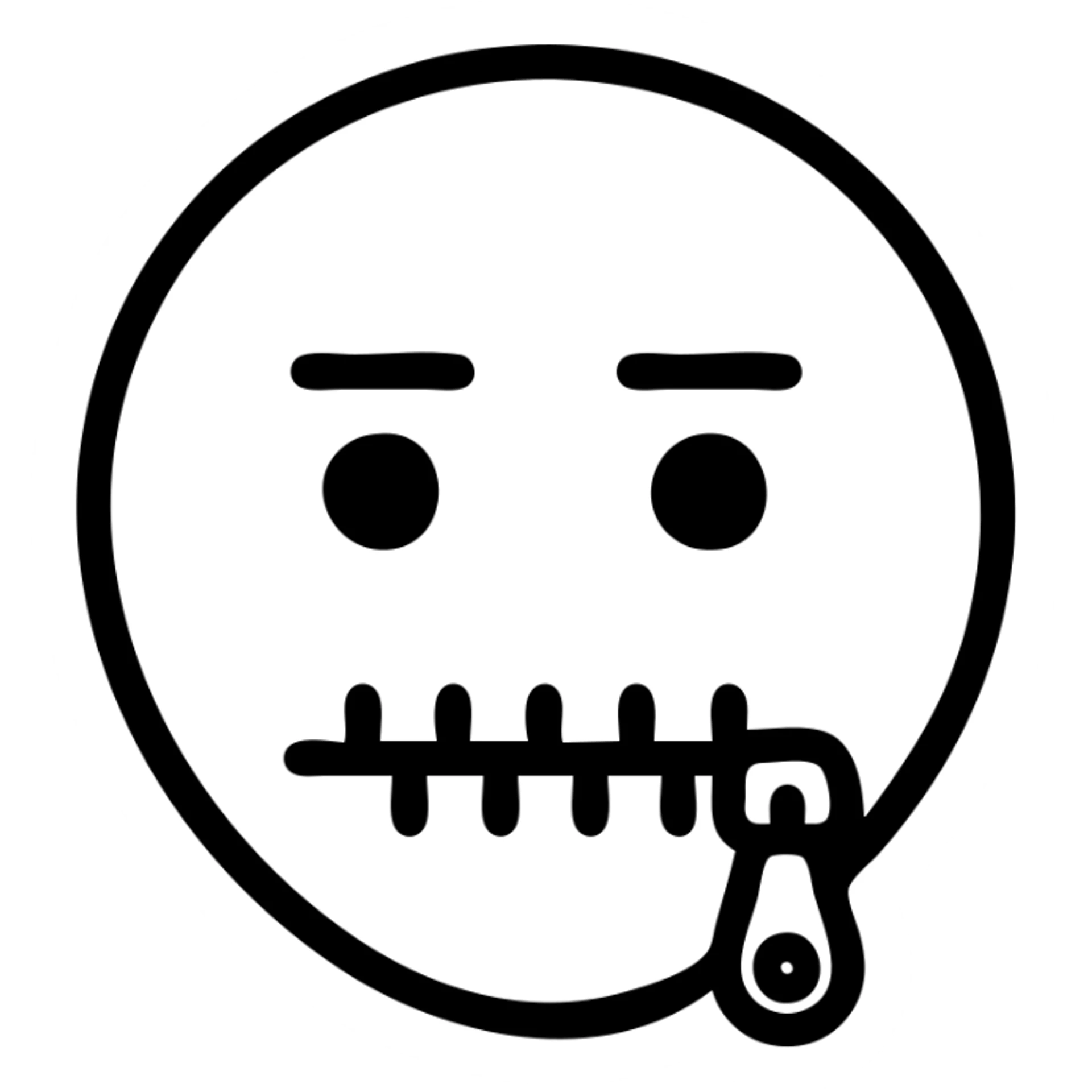 icon representing 'Prefer not to answer', neutral face with a zipper over the mouth, muted colors, minimal style sticker