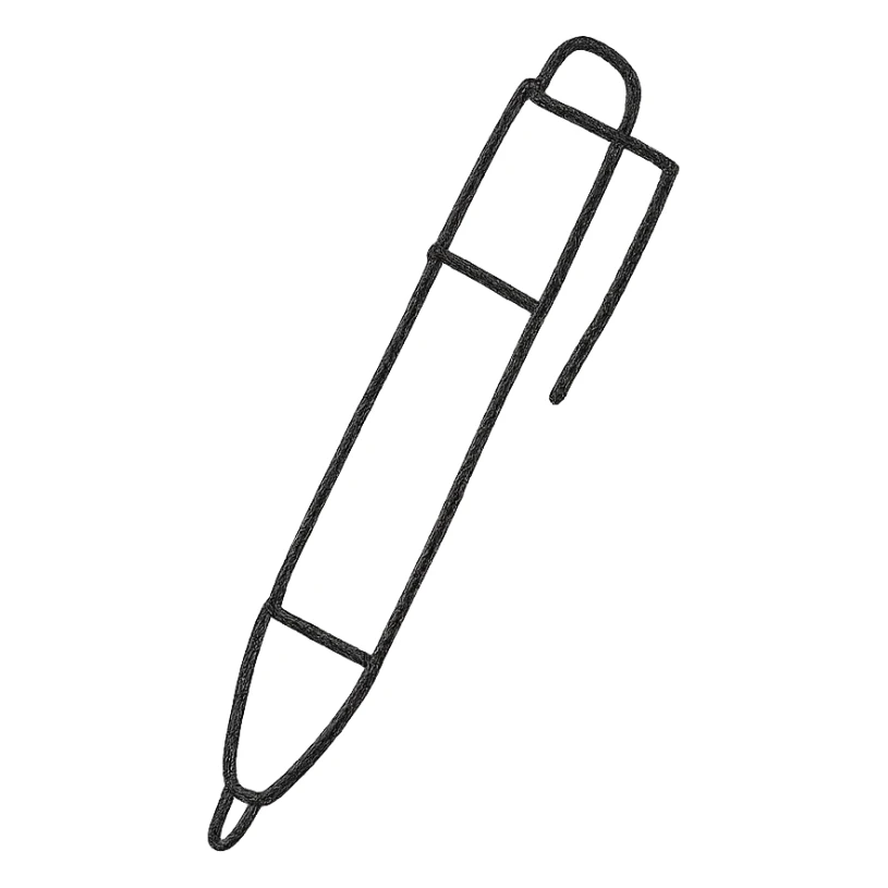 hand drawn outlined bullet journal pen icon with no fill sticker