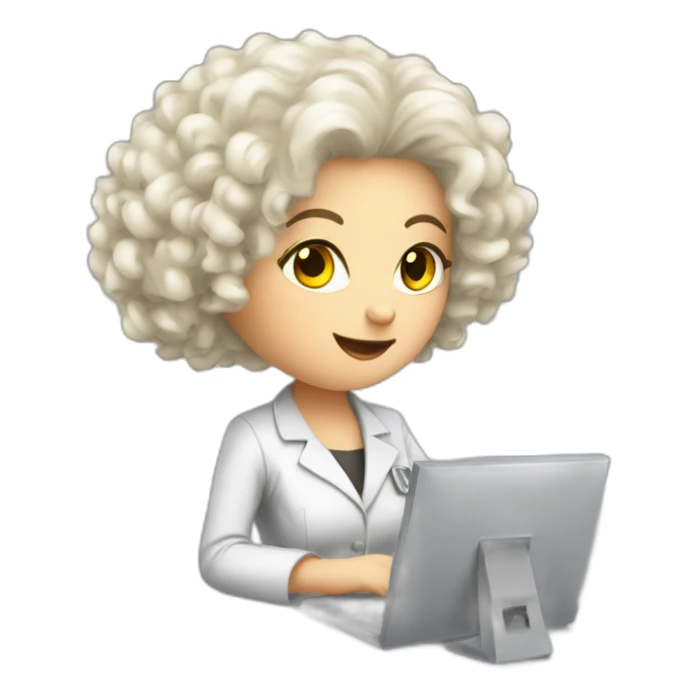 White blong curly hair preaty lady working in nuclear measurement sticker