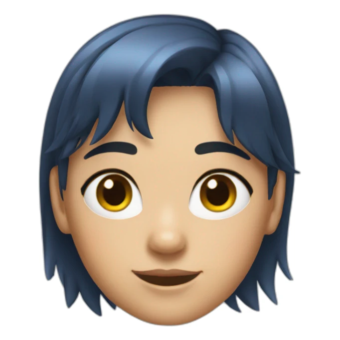 wolfcut navy hair girl sticker