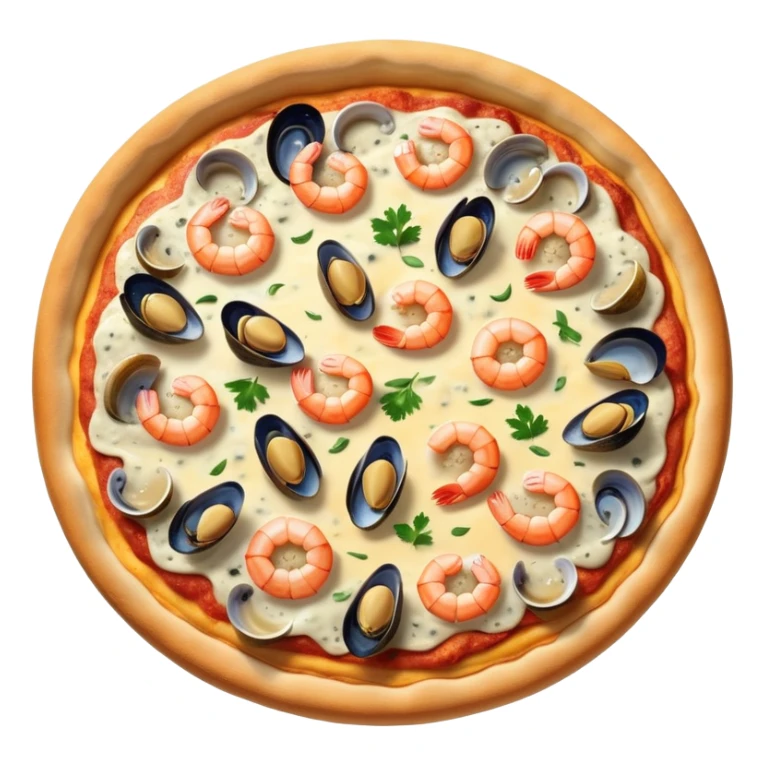 seafood pizza with shrimp, mussels, and clams sticker