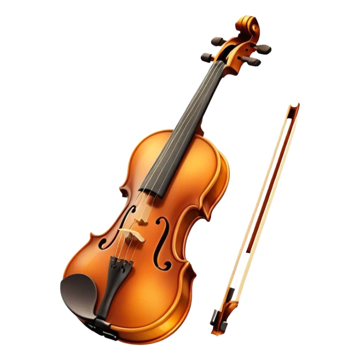 Cinematic Realistic Violin, rich polished wood with delicate curves, taut strings reflecting warm golden light, fine dust particles catching the glow, intricate f-holes adding elegance, glowing with an air of timeless beauty and musical soul. sticker