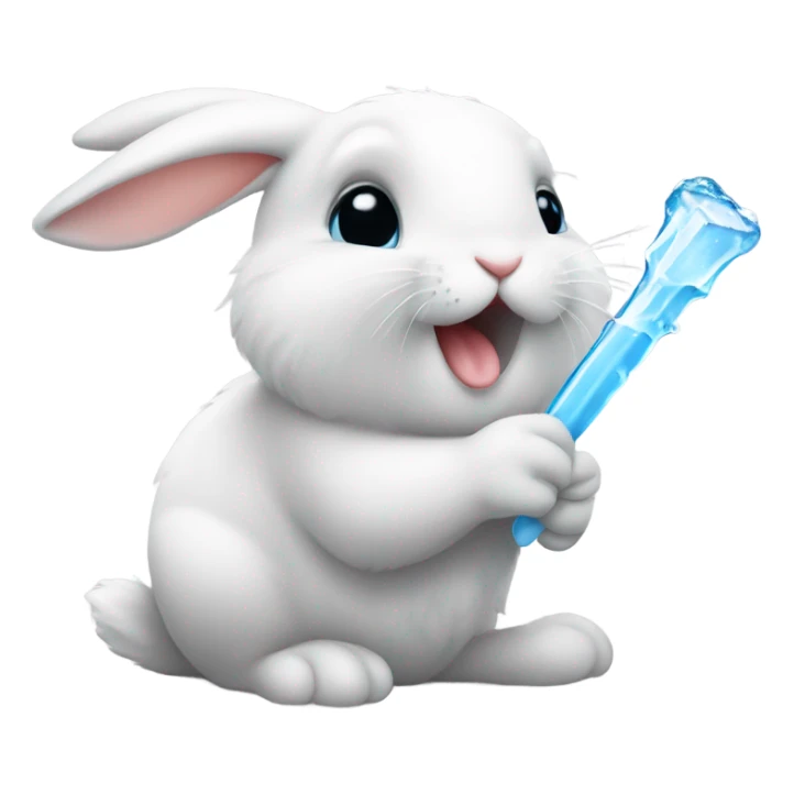 cute baby bunny licking icicle  sticker