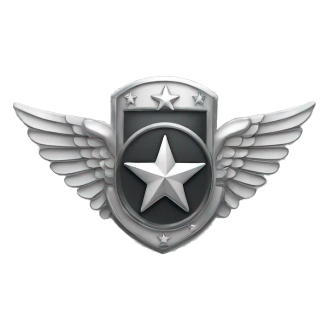 silver military badge with stars and wings sticker