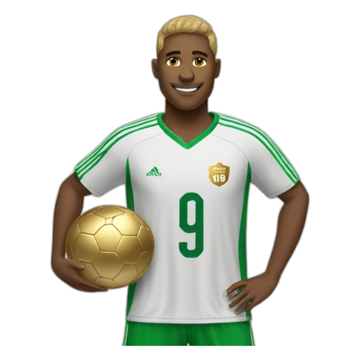 a soccer player with a golden reward sticker