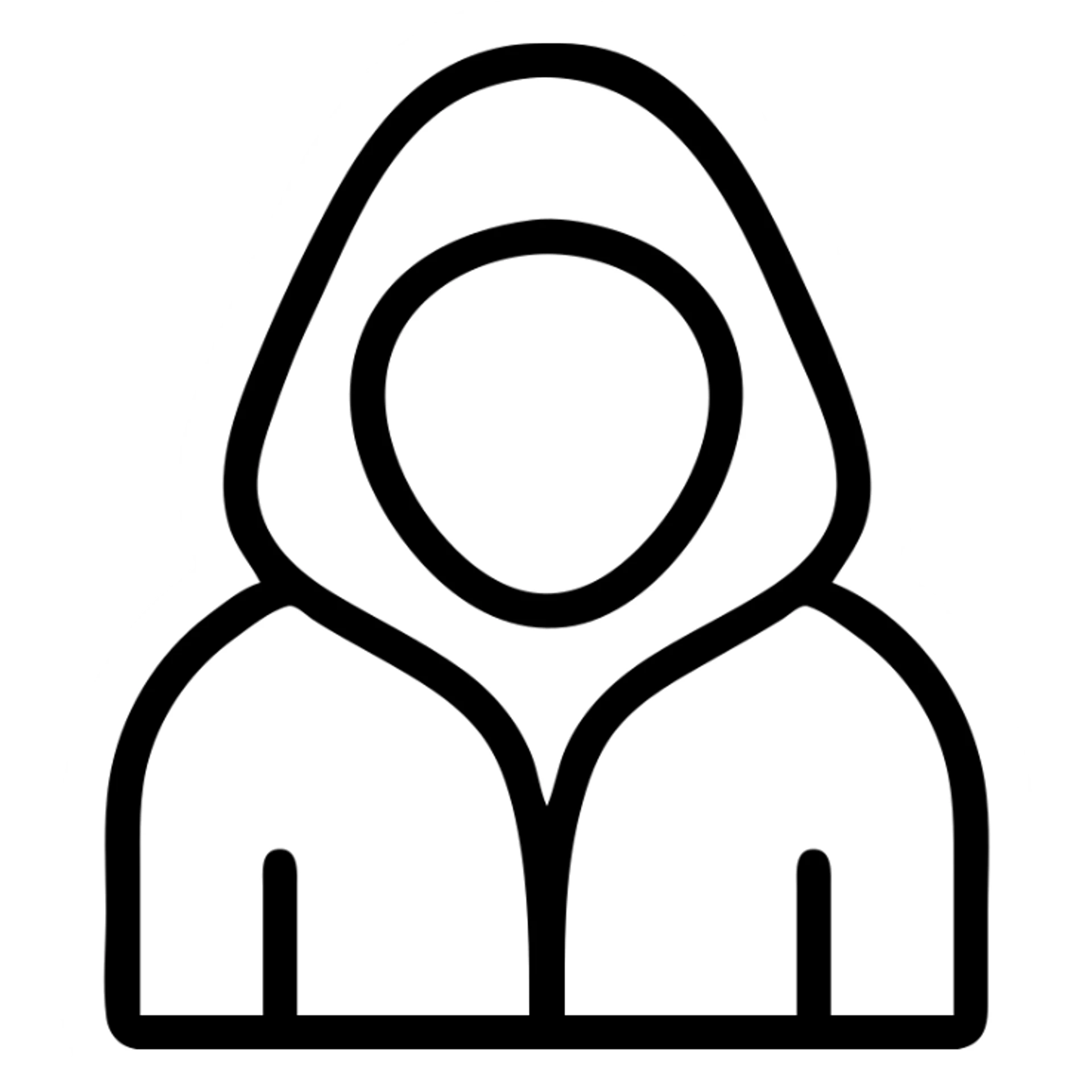 hooded figure in a dark red robe, shadowed face, minimalistic, icon style sticker