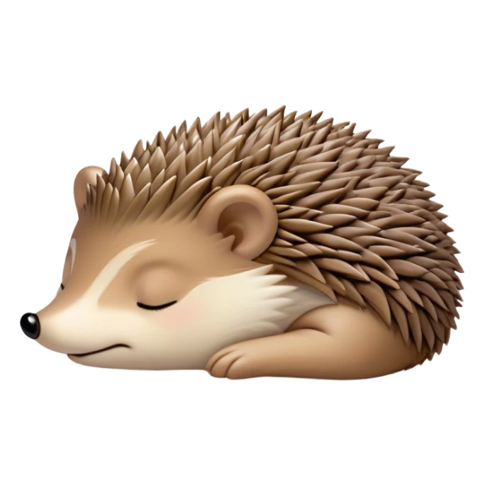 Meme-Worthy Cute Sleeping Hedgehog Portrait Emoji, Head resting peacefully with a contented smile, showcasing a delightfully compact build and a luxuriously soft brown Fur with tiny spines, eyes shut in a serene, restful nap, Simplified yet hilariously adorable features, highly detailed, glowing with a soft, drowsy light, high shine, relaxed and utterly lovable, stylized with an air of playful laziness, bright and heartwarming, soft glowing outline, capturing the essence of a comically sleepy hedgehog, so meme-worthy it feels like it could instantly become the next viral sensation of adorable slumber! sticker