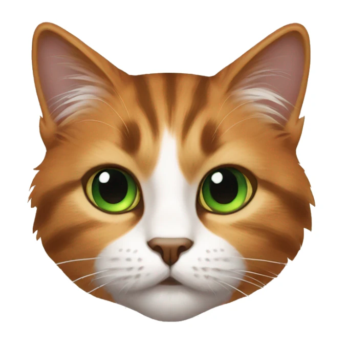 multi color black orange brown white background fur green eyes cat sticker