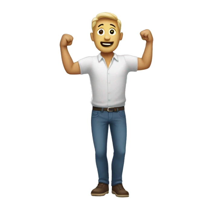 man with arms up sticker