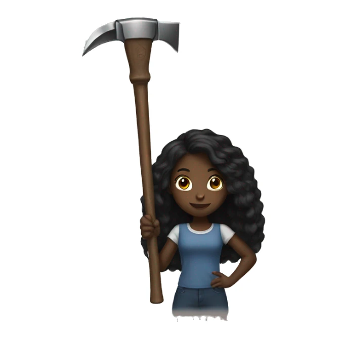 Black girl with long black hair holding hammer sticker