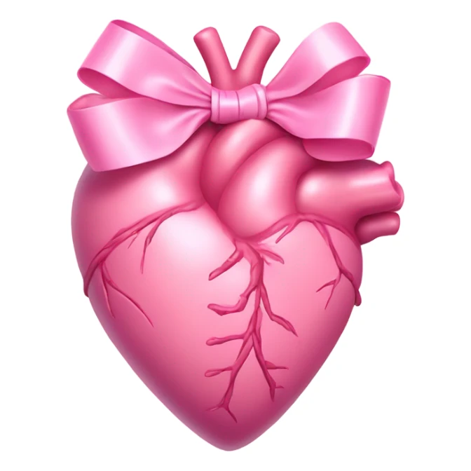 Pink anatomical heart pastel pink with pink bow on top sticker