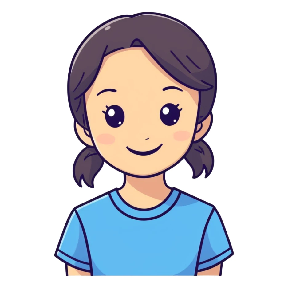 smiling girl in blue shirt sticker