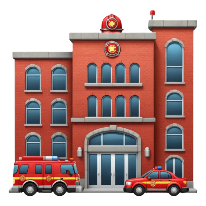 fire department building with firefighter car near sticker