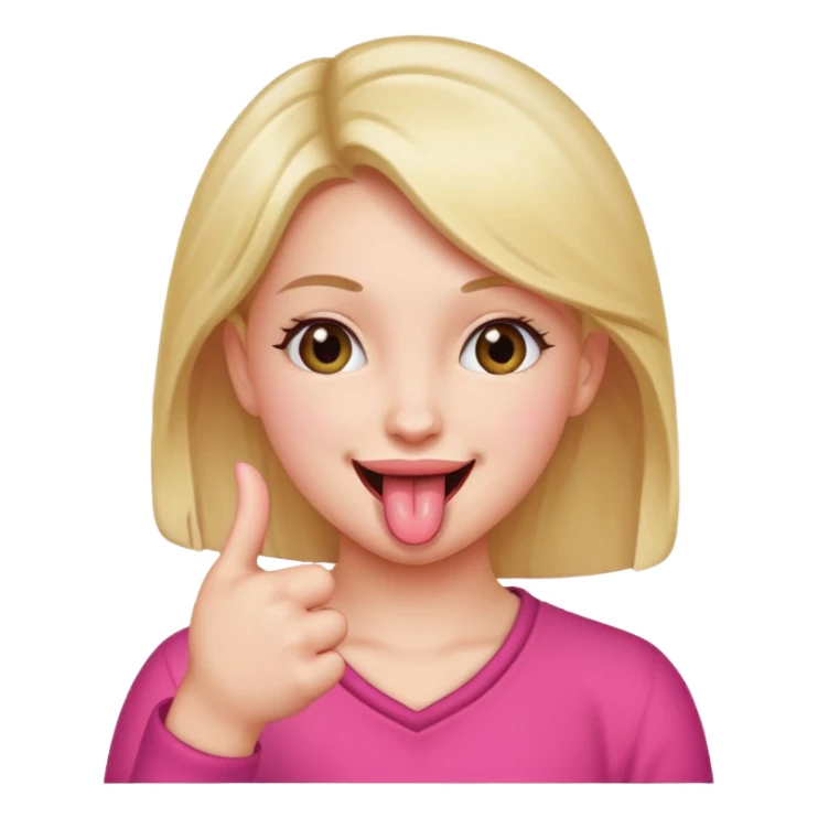 Girl holding up het pinky and thumb while stilling her tounge out and Smiling sticker