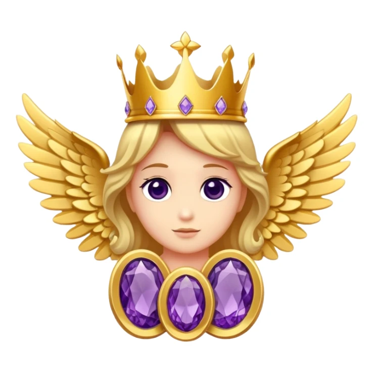 4th place award Number in frame decorated with golden angel  wings and amethyst  stone and small crown on a top sticker