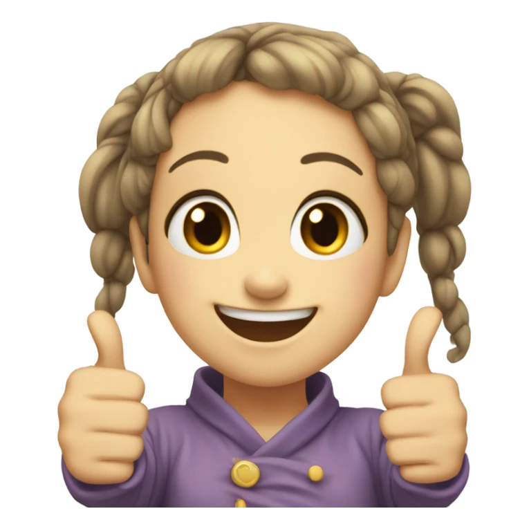 Overjoyed little anime girl showing a thumbs up and winking sticker