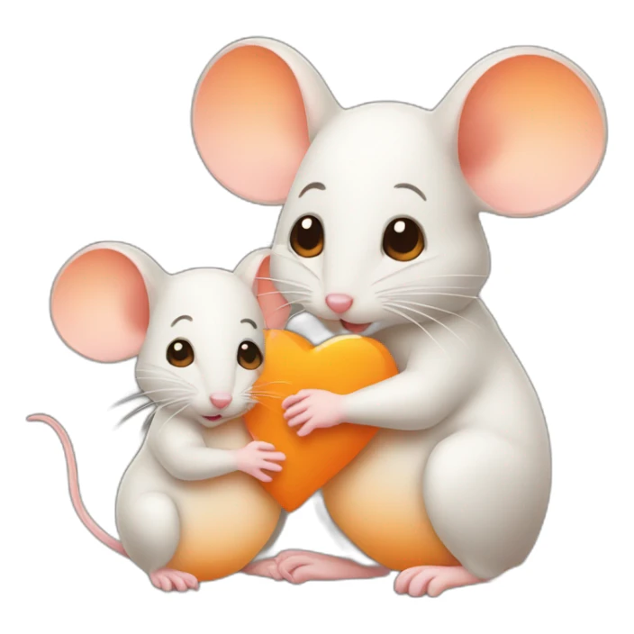 Mouse and a baby in Orange heart sticker