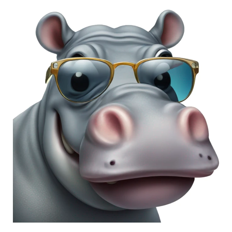 Hippo wearing sunglasses and having a cocktail sticker