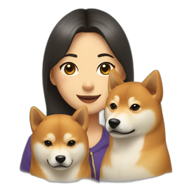 Two Shiba inu and a woman sticker