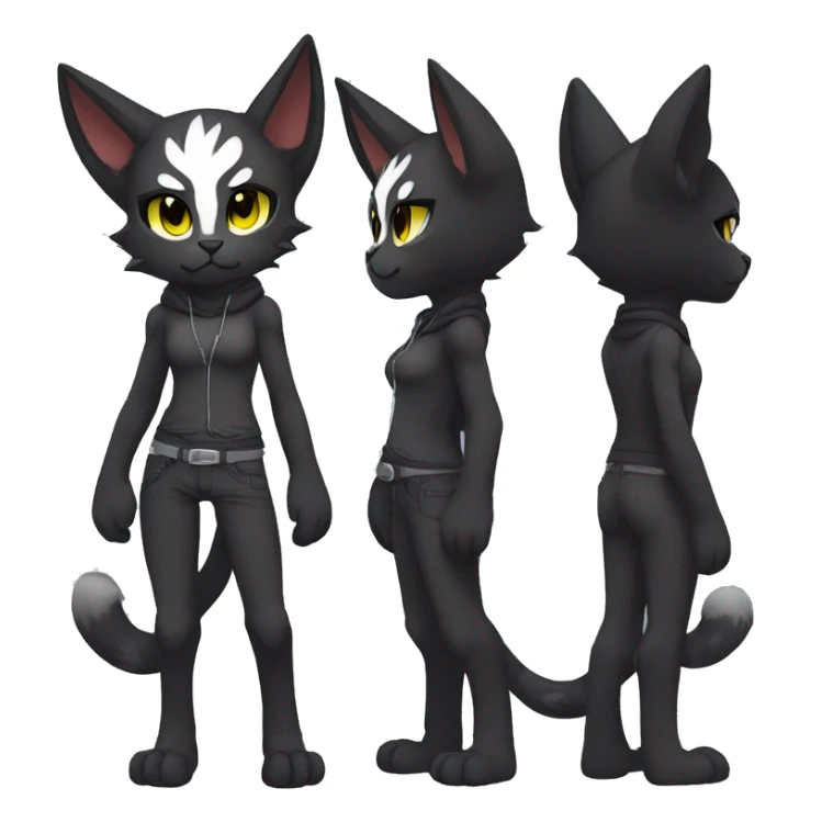 Anthro Dark Edgy Cool Shy Grumpy FurSona Feline Fakemon Full Body sticker