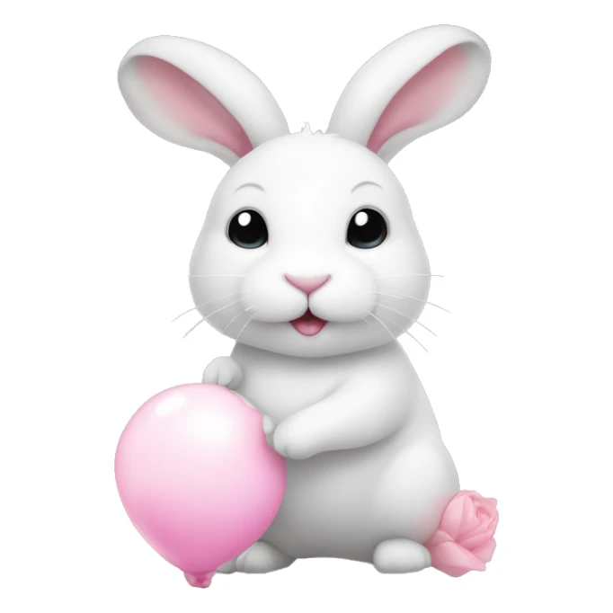 cute white bunny holding light pink peon sticker