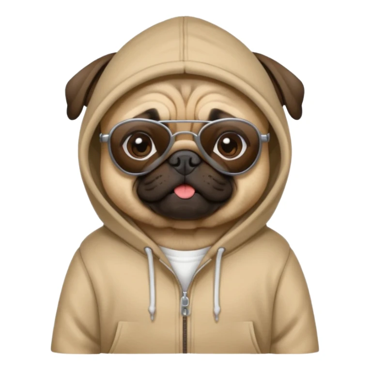 Pug with hoodie and sunglasses  sticker