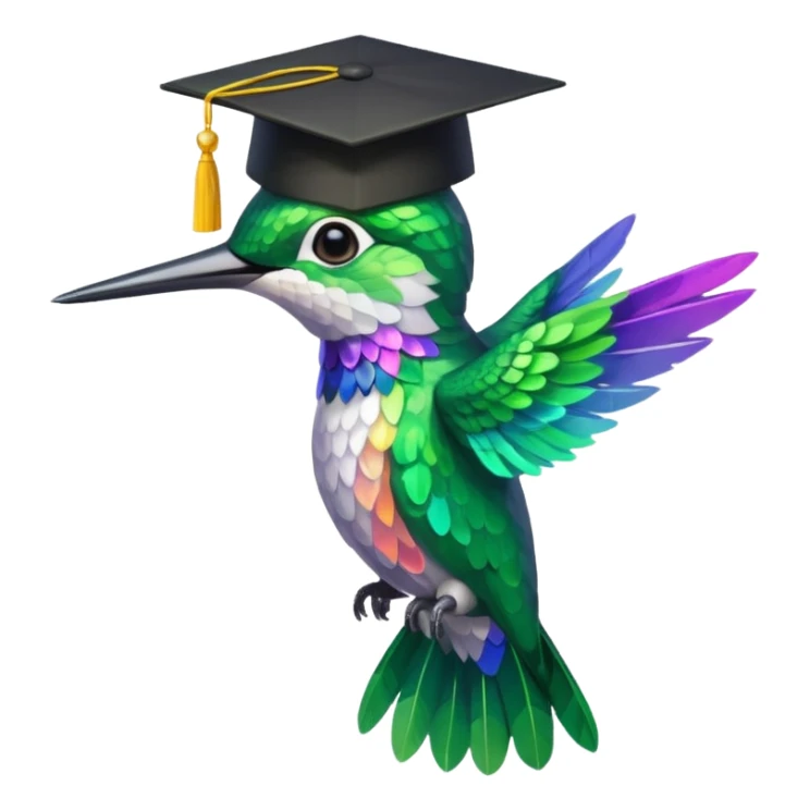 Un colibri con birrete de graduación  sticker
