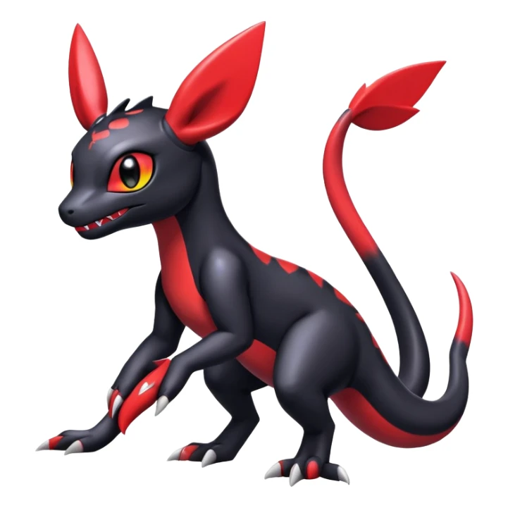 Cute Shiny Guilmon-Salandit-Umbreon-Fakémon-hybrid-creature (full body)  sticker