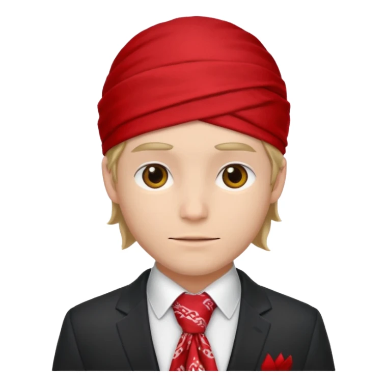 Character wearing a bandana and a suit sticker
