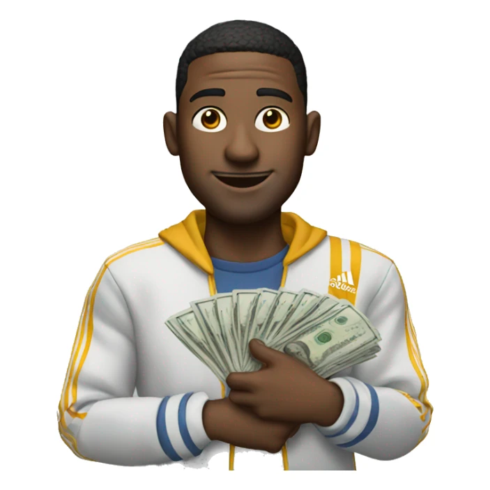 A man dressed with adidas clothes holding money  sticker