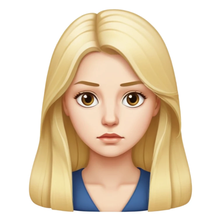 "- Nữ
- 25 tuổi
- Da trắng
- Tóc vàng dài
- Mặt nghiêm túc sticker