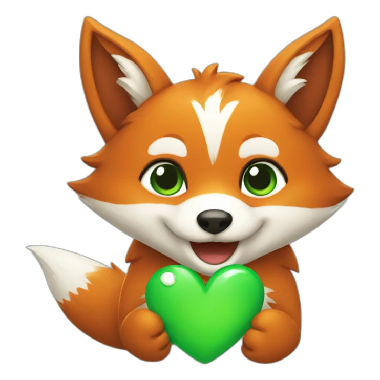 Happy Fox with a green heart in his hand  sticker