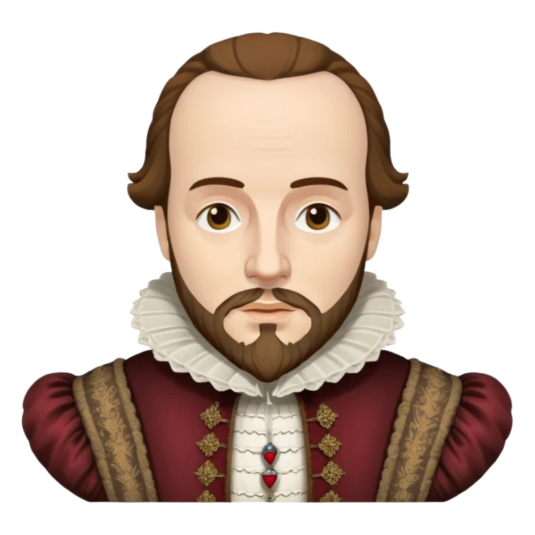 Shakespeare bust with Elizabethan era clothing sticker
