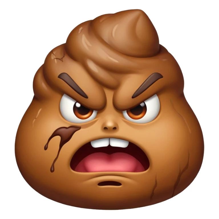 angry poop emoji, furious face, veins popping sticker