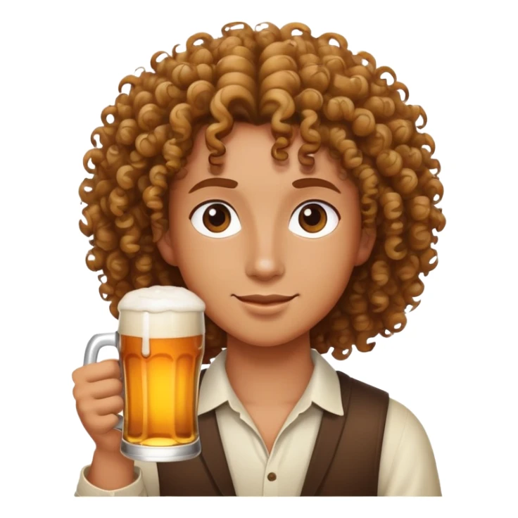 Curly hair with a beer in hand sticker