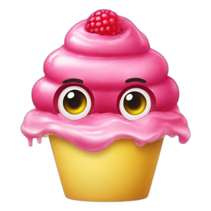 lemon raspberry gelato with eyes mouth nose   sticker