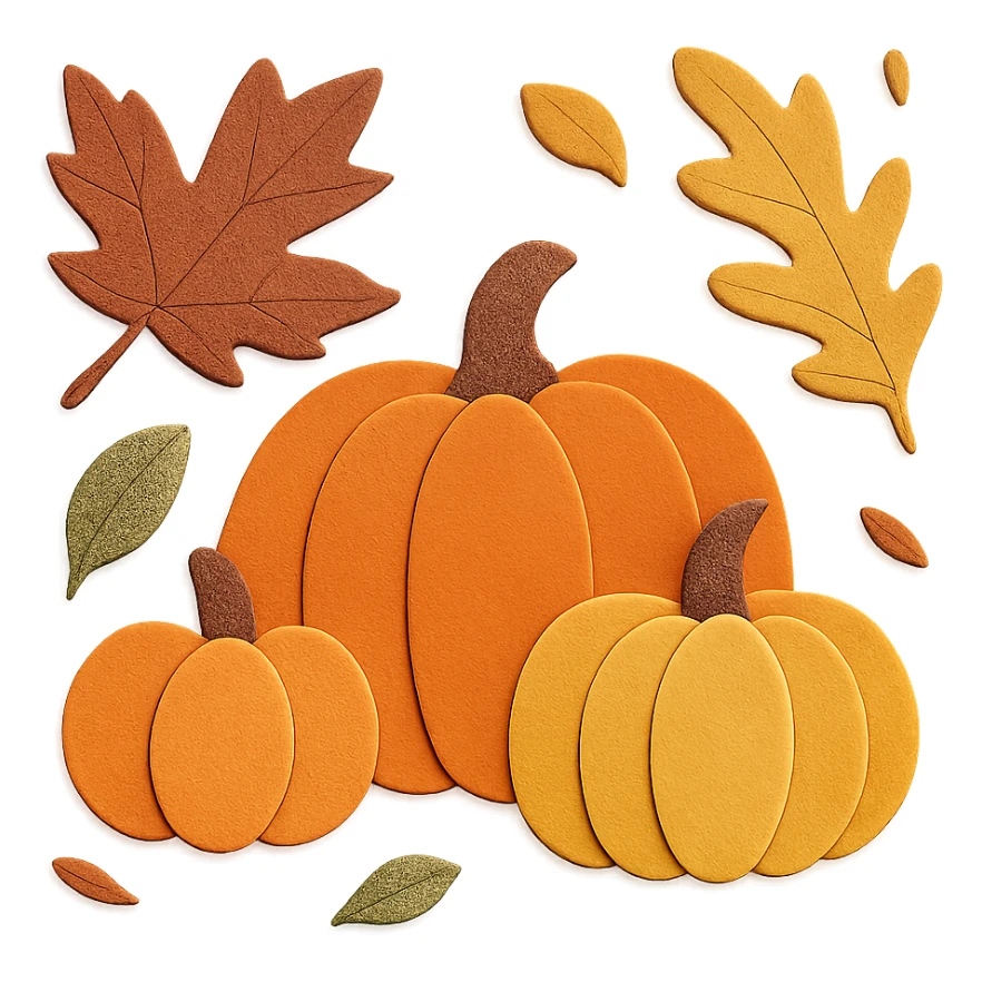 Add falling leaves to the paper craft style fall scene in the square, keeping the layered look sticker