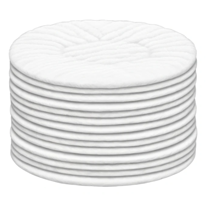 A long pile of 100 round flat thin cotton pads sticker