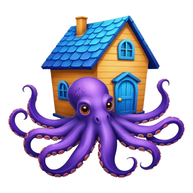 a octupus with a house on the back sticker