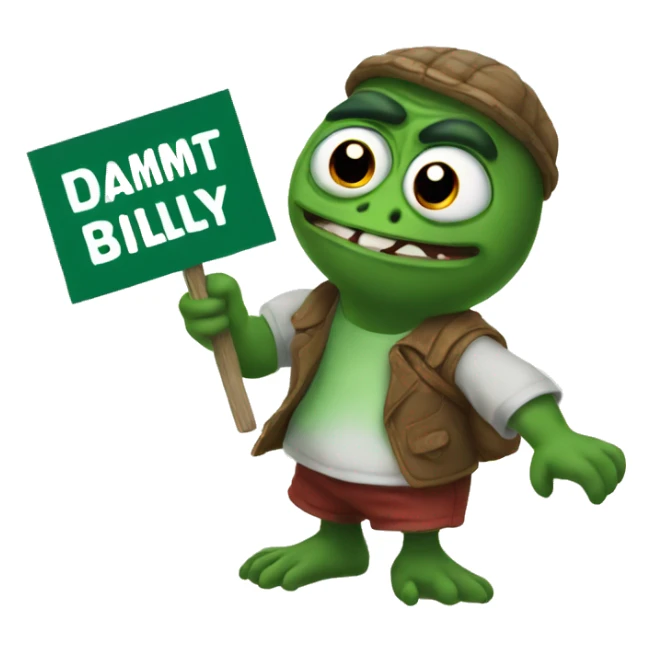 pepe holding a sign that reads Dammit Billy sticker