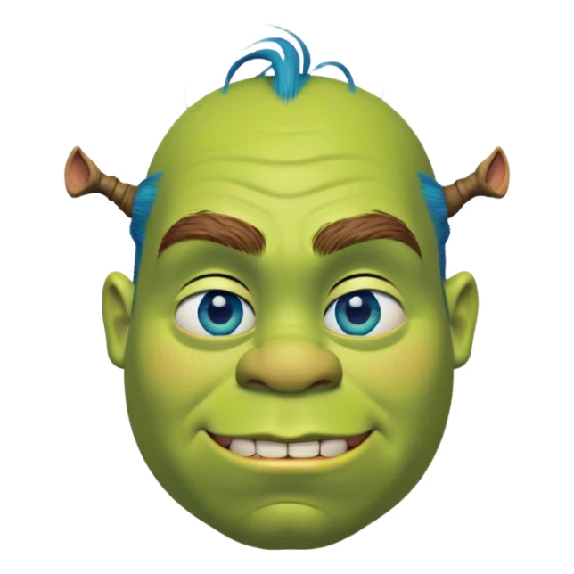 Shrek blue eyes and hair on face ￼ sticker