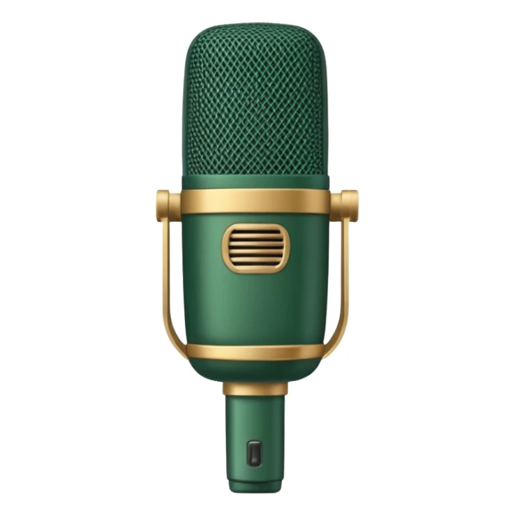 radio microphone, dark green body, beige details, cylindrical shape sticker