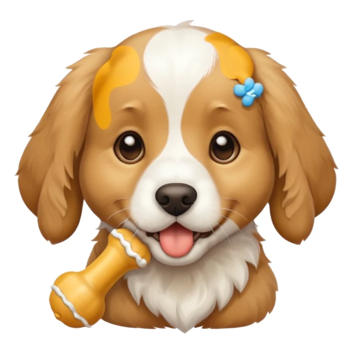 puppy face with white bone in mouth sticker