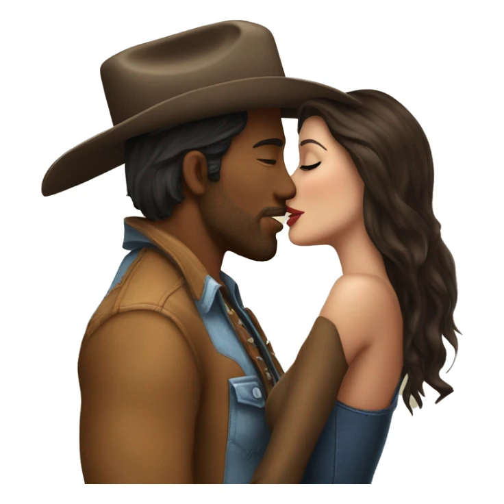 Tall cowboy kissing curvy beautiful brunette  sticker