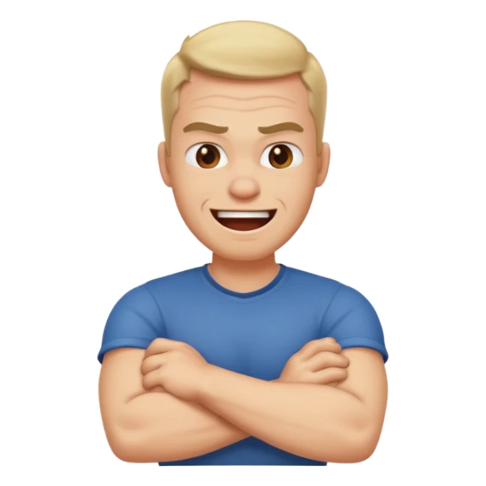 arms crossed around neck angry laughing guy sticker