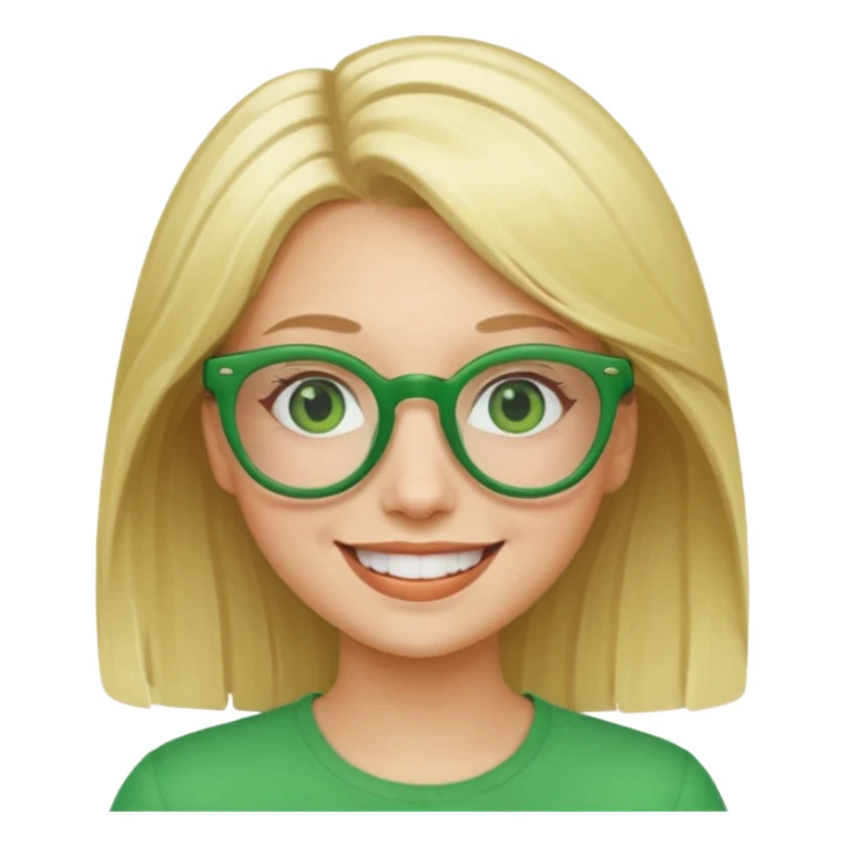 give her blond hair and green glasses sticker