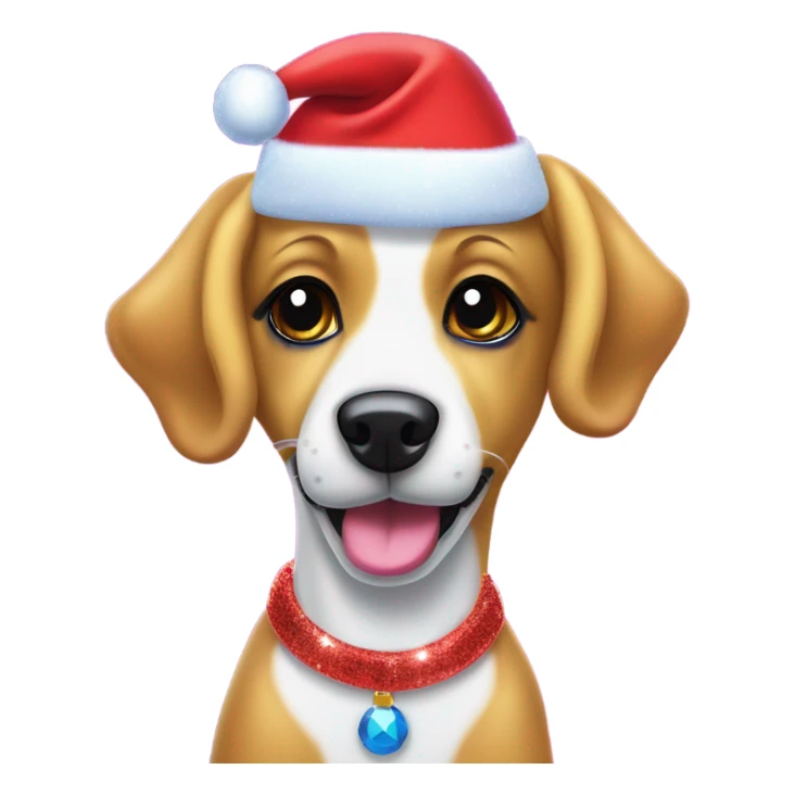 Lisa frank Christmas sparkle￼ dog with Santa hat sticker