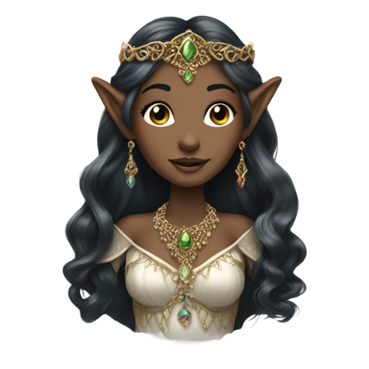 elf princess dark hair with jewellery  sticker