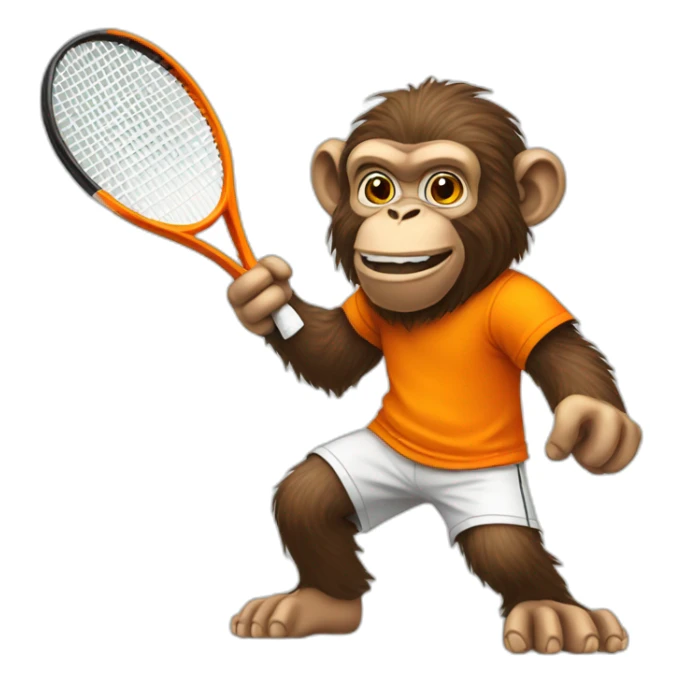 ape playing tennis in orange shirt sticker