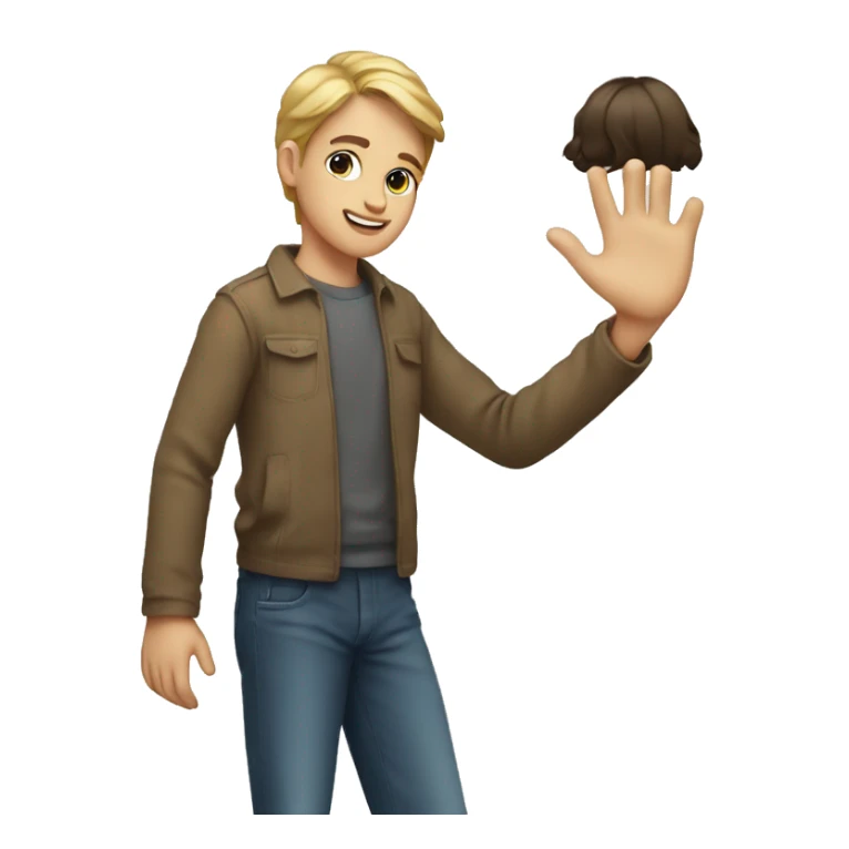 Young man giving a hand to a young woman sticker